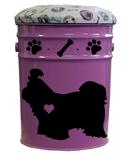 Porta Ração / Porta Brinquedo Pet que vira Banquinho Shitzu Rosa