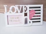 Porta Retrato com 2 fotos 10x15 e 13x18 Love Led Branco Sanxia