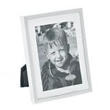 Porta retrato de aluminium natural - fundo branco - 6 x 9 cm - Btc decor