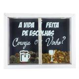 Porta Rolha de Vinho e Tampinhas de Cerveja Madeira e Vidro Decoração Ref. 7952 - Art - Art frame