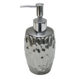 Porta sabonete liqudo de ceramica prata 7,5cm x 7,5cm x 17,5 - Btc decor