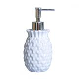 Porta sabonete líquido de ceramica branca 8cm x 8cm x 17cm - Btc decor