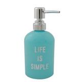 Porta sabonete liquido vidro life is simple azul 8x8x18cm 400ml - Urban