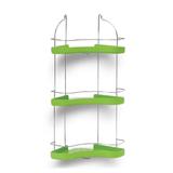 Porta Shampoo Cantoneira Tripla Niquelart 307-3 Cromo Colors Aço e Plástico Verde