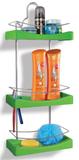 Porta Shampoo Triplo Cromo Colors Aço e Plastico Verde 350-3 - Niquelart