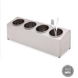 Porta Talher 4 Nichos em Linha Aço Inox para Bar Padaria e Restaurante - Ipe cozinhas