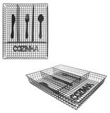Porta talher de gaveta aramado cozinha black com 4 divisorias 32,5x26x4,9cm - Fwb