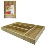 Porta Talher de Gaveta de Bambu Com 4 Divisorias 33,5x22x3cm - Casita/imporiente