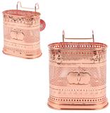 Porta talher / escorredor de talher duplo aramado metalizado cobre / rose 20,5x16cm - Wellmix