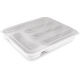 Porta Talheres com Tampa Organizador 5 Divisórias Branco - Plasutil