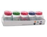 Porta tempero 5 potes em vidro 200ml - Herevin