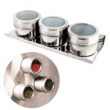 Porta Tempero com Base Magnetica em Inox com Base 3 Unidades Wincy