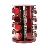 Porta Tempero Condimento Redondo Inox 16 Potes Giratório Redondo Vermelho - Bazar bom