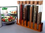Porta temperos com 14 tubos de vidro - Container decoração