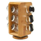 Porta temperos com suporte em bambu giratório 6 peças dynasty