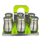 Porta Temperos Condimentos Organizador em Vidro e Inox 6 peças - JoyPlus