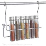 Porta Temperos Cromado com 06 Tubos Plásticos para Barra de Acessórios Jomer