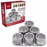 Porta Temperos E Condimentos Magnético Em Inox Com 6 Peças - Argentum