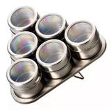 Porta Temperos E Condimentos Triangular Em Aço Inox Com Imã 6 Potes 43164 - Jiaxi oksn