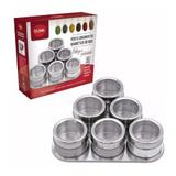 Porta Temperos Magnético c/6 Potinhos Condimento Kit Imã Geladeira Casa - Loja catarinense