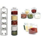 Porta Temperos Torre em Acrílico 6 Potes para Condimentos 45002 - Oksn