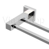 Porta Toalha Duplo de Banho 60cm Quadrado Cromado - Berlim - Via eshop