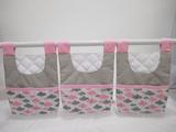 Porta Treco 3 Peças Bebê 100% Algodão Nuvens Rosa - Bruna baby