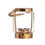 Porta Vela Natalino Pequeno em Vidro Dourado com Alça 1 Peça - Cromus