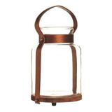 Porta Vela Natalino Pequeno Madeira e Vidro Com Alça 1 Peça - Cromus