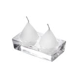Porta velas de vidro transparente retangular para 2 velas Lara - Bon gourmet