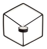 Porta velas em metal preto para parede - mart
