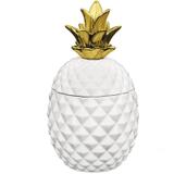 Pote abacaxi branco e dourado em ceramica - Mart