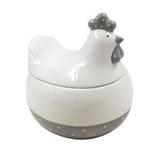 Pote c/tampa ceramica cute hen pois branco/cinza peq 14 x 12,8 x 14,5 cm - Urban