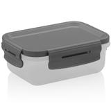 Pote Click Retangular 380ml Com Tampa Hermética Trava Lanche Chumbo - Ou