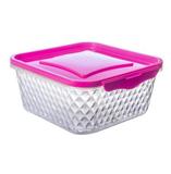 Pote Cristal 1L - Quadrado Rosa - Plasvale
