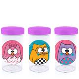 Pote de Acrílico com Tampa Festa Infantil Bubu e as Corujinhas 70ml 10 unidades - Festabox