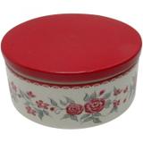 Pote de Cerâmica Com Tampa Romantic Flowers 16,5cm x 8cm Urban Vermelho/Branco