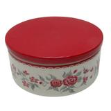 Pote De Cerâmica Com Tampa Romantic Flowers Vermelho E Branco Urban - H40175