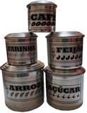 Pote De Latas Mantimentos Escrita Jogo Aluminio Com 5 Peça - Crs