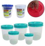 Pote de plastico redondo para mantimentos com tampa de rosca colors 5 pecas - Erca plast
