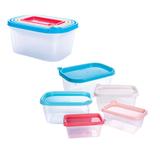 Pote de plastico retangular conect com tampa colors 5 pecas - Plasutil