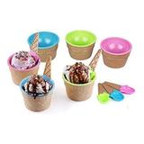 Pote De Sobremesa Casquinha De Sorvete Com Colher Color 6 Un - Ketyrol presentes