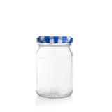 Pote de Vidro Cereja com Tampa Xadrez Azul e Branco 150ml - Festabox
