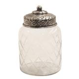 Pote de Vidro com Tampa em Metal 13cmx8cm Vênus Victrix Transparente