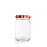 Pote de Vidro com Tampa Xadrez Vermelho e Branco 150ml - Festabox