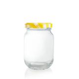 Pote de Vidro Conserva com Tampa Xadrez Amarelo e Branco 250ml - Festabox