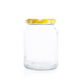 Pote de Vidro Conserva com Tampa Xadrez Amarelo e Branco 600ml - Festabox