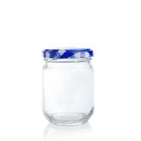 Pote de Vidro Conserva com Tampa Xadrez Azul e Branco 150ml - Festabox