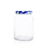 Pote de Vidro Conserva com Tampa Xadrez Azul e Branco 600ml - Festabox