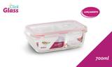 Pote de vidro Hermético Retangular com Divisoria 700 ml - Casa linda